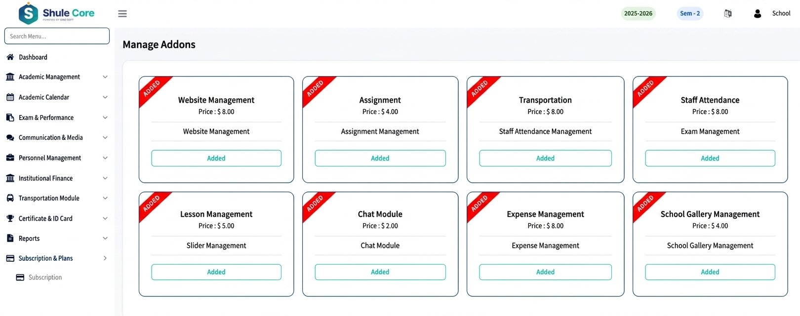 Manage Subscription Plans